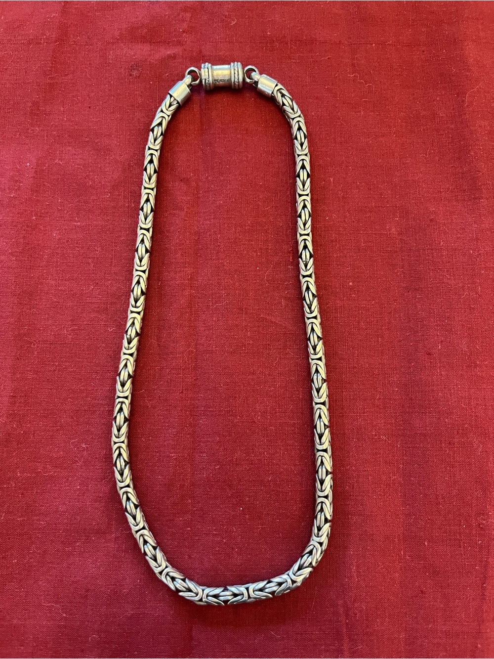 Heavy Vintage Suarti BA 925 Sterling Silver Woven Byzantine Necklace 61g 17.5"